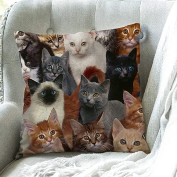 FLAPI Linen Cute Cats Throw Pillows Cover 18 x 18